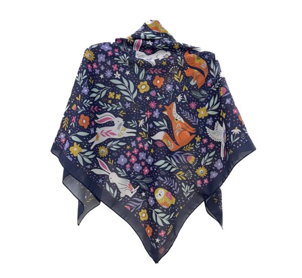 BaharSormeE روسری نخی قواره متوسط (قواره 110) باهار سرمه ای بنفش - Image 1