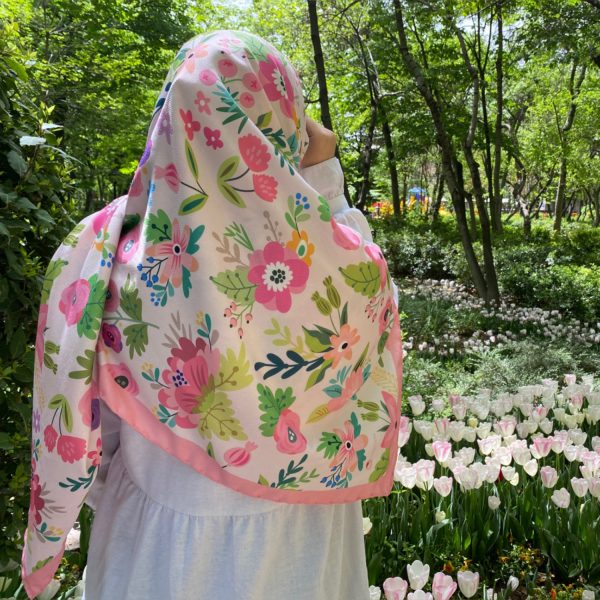 روسری نخ گارزا باغ بهشت صورتی - Image 1