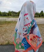 روسری نخی قواره متوسط (قواره 110) داستانی نارنجی