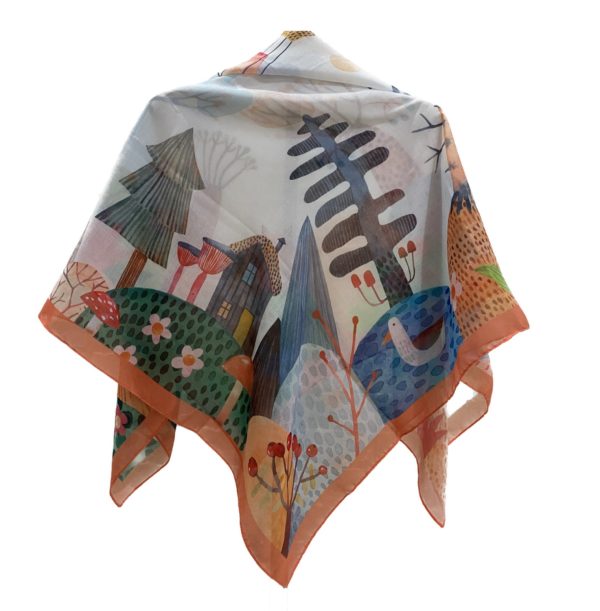 روسری نخی قواره متوسط (قواره 110) داستانی نارنجی - Image 2