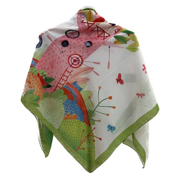 روسری نخی قواره متوسط (قواره 110) داستانی سبز - Image 2