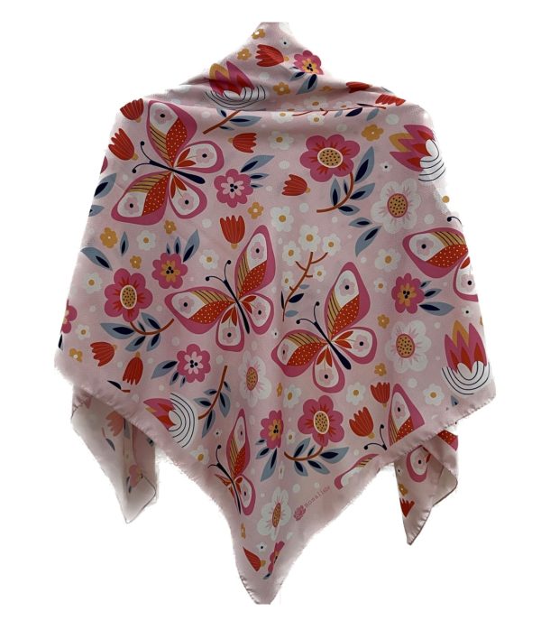 روسری نخ گارزا قواره کوچک پروانه صورتی - Image 1