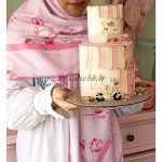 روسری ابریشم شکوفه گیلاس صورتی - Image 2