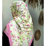 روسری ابریشم شکوفه گیلاس لیمویی - Image 2