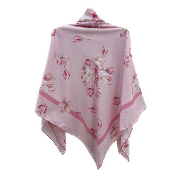 روسری ابریشم شکوفه گیلاس صورتی - Image 3