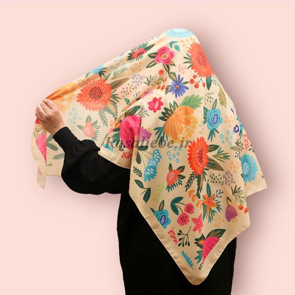 روسری نخی باغ بهشت زرد - Image 1
