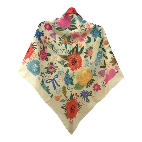 روسری نخی قواره متوسط (قواره 110) باغ بهشت زرد - Image 1