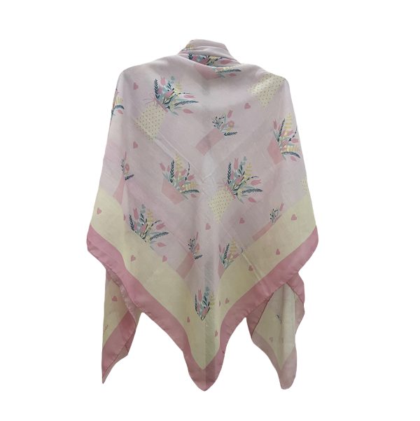 GoldanSooraTLimooe روسری نخی گلدان صورتی و لیمویی - Image 1