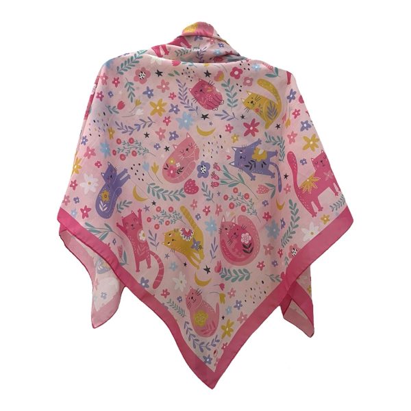 GorbeSooraT روسری نخی قواره متوسط (قواره 110) گربه صورتی - Image 1