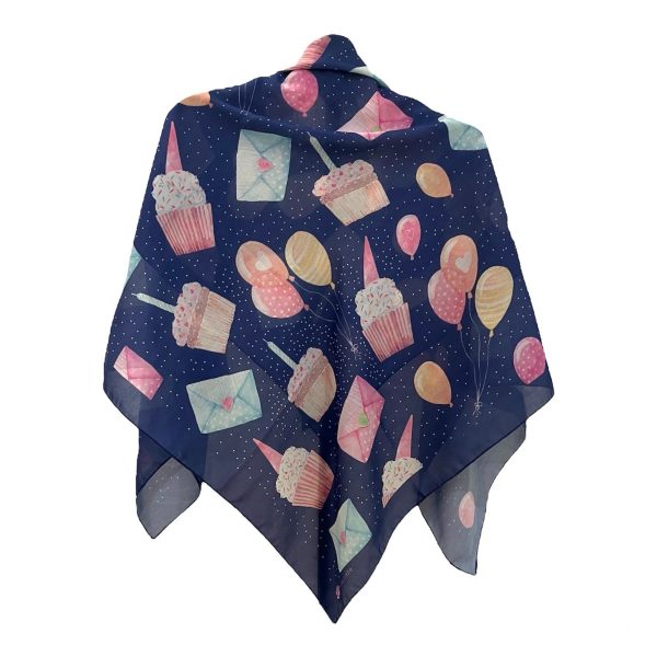 TavalodSorme روسری نخی قواره متوسط (قواره 110) تولد سرمه ای - Image 1