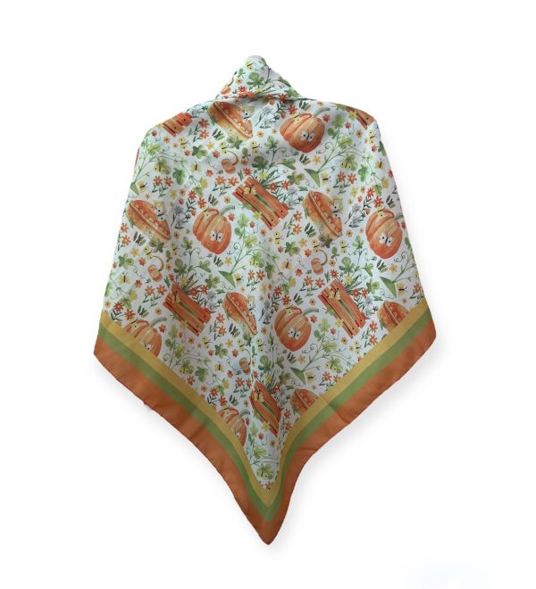 MzraeKdoTnbl110 روسری نخی قواره متوسط (قواره 110) مزرعه کدو تنبل - Image 1