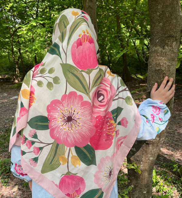 GolbaharSooraT140 روسری نخی گلبهار صورتی - Image 1