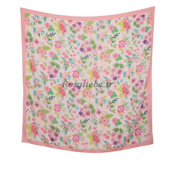 روسری نخی قواره متوسط (قواره 110) باغ بهشت صورتی - Image 2