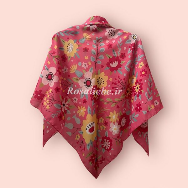 baqBhshtSrkhbii110-1 روسری نخی قواره متوسط (قواره 110) باغ بهشت سرخابی - Image 1