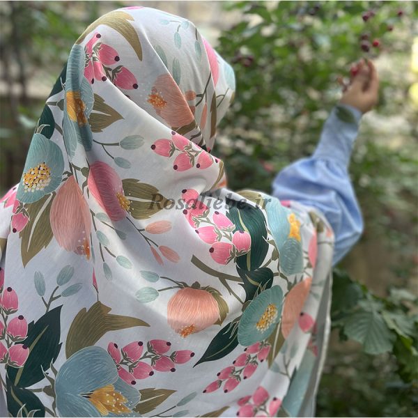 golbaharAbi-1 روسری نخی گلبهار آبی - Image 1