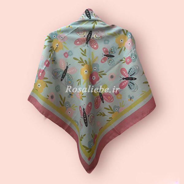 روسری نخی قواره متوسط (قواره 110) پروانه آبی - Image 2