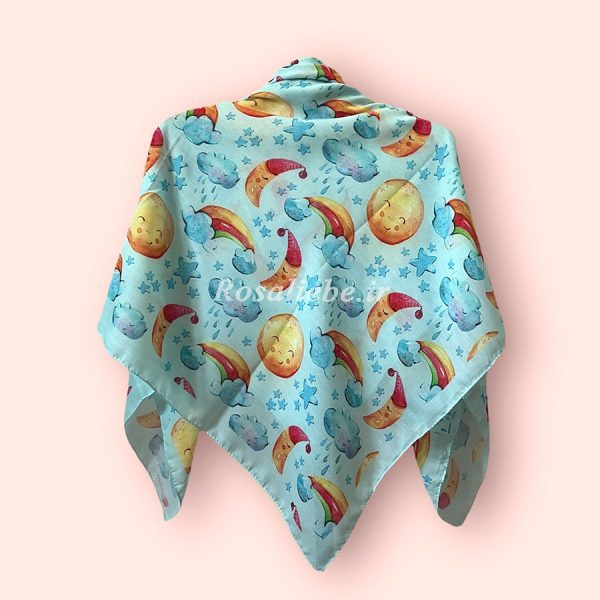 AsmanAbi110-1 روسری نخی بچه گانه (قواره 90) آسمان آبی - Image 1