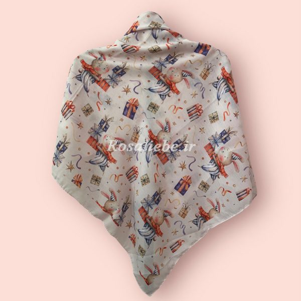 TvldKhrgshaK90-1 روسری نخی بچه گانه (قواره 70) تولد خرگوش کوچولو - Image 1