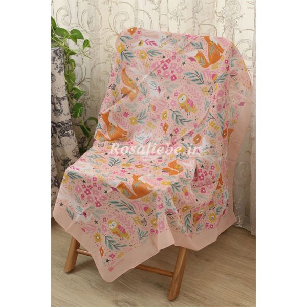 روسری نخی بچه گانه (قواره 90) باهار صورتی - Image 1