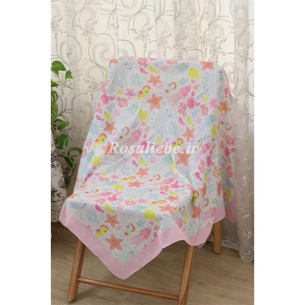 heivanatDarya90-1 روسری نخی بچه گانه (قواره 90) حیوانات دریایی - Image 1