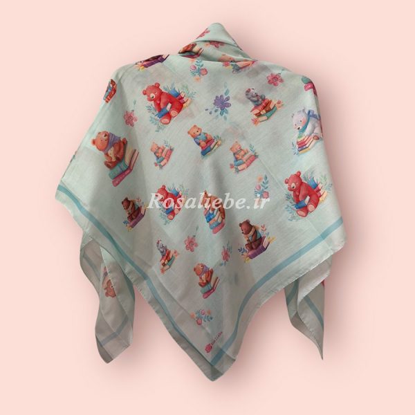 KhrsKtab-1 روسری نخی بچه گانه (قواره 90) خرسولیهای کتابخون - Image 1