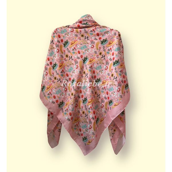 روسری نخی قواره متوسط (قواره 110) مربای توت فرنگی - Image 1