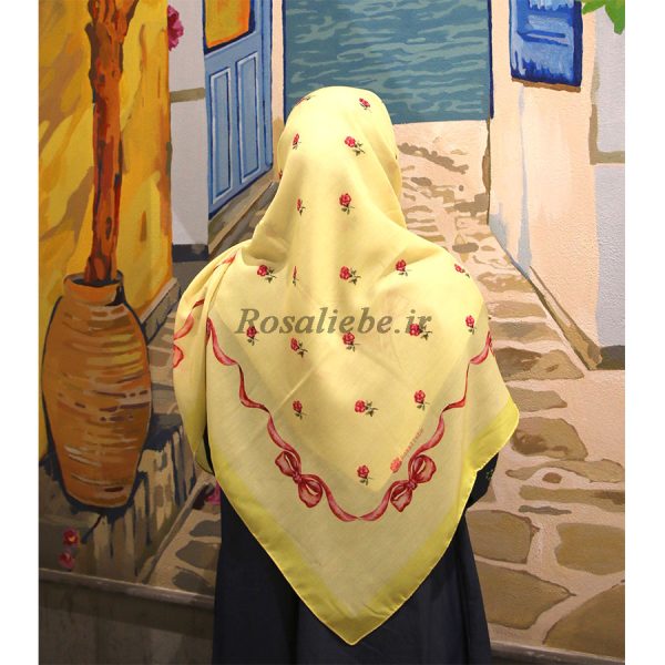 RosaLimoo140-2 روسری نخی قواره متوسط (قواره 110) رزا لیمویی - Image 1