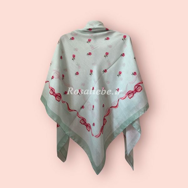 RosaSbzAbi-1 روسری نخی قواره متوسط (قواره 110) رزا سبزآبی - Image 1