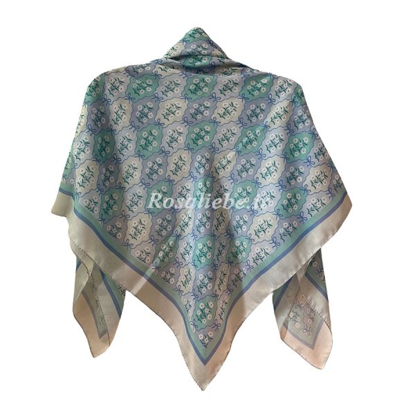 GolPpionAbi-1 روسری نخی قواره متوسط (قواره 110) گل پاپیونی آبی - Image 1
