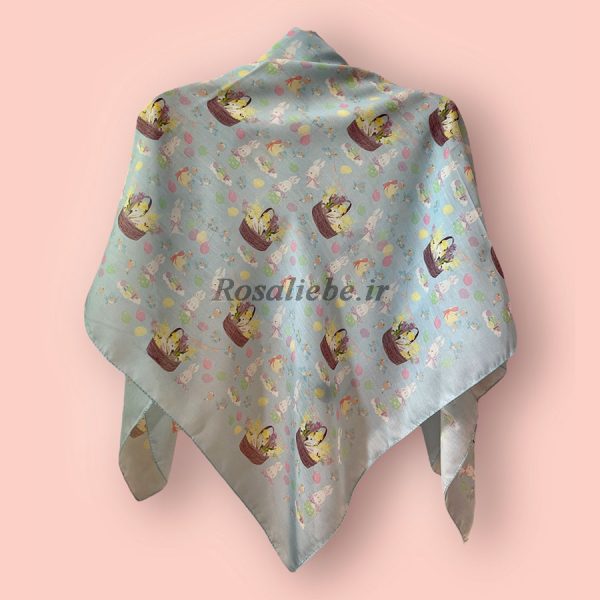 KhrgshEd110-2 روسری نخی بچه گانه (قواره 90) خرگوش عید - Image 1