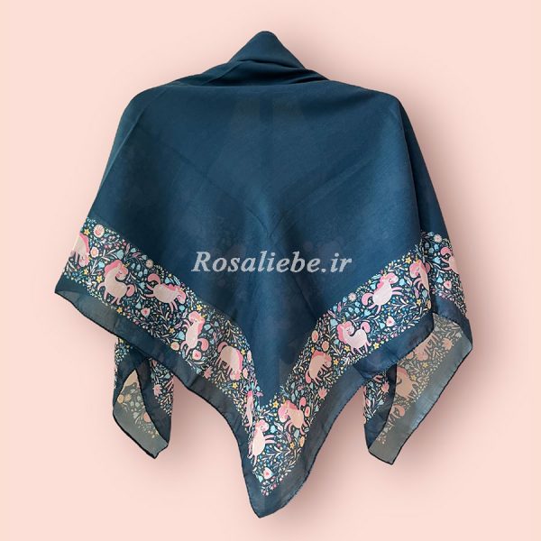 PuniHshiSorme110-1 روسری نخی قواره متوسط (قواره 110) پونی حاشیه سرمهای - Image 1