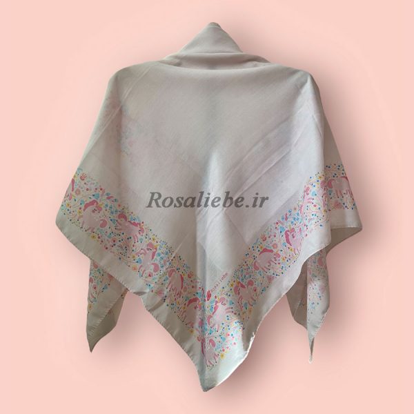 PuniHshiSrT110-1 روسری نخی بچه گانه (قواره 90) پونی حاشیه صورتی - Image 1