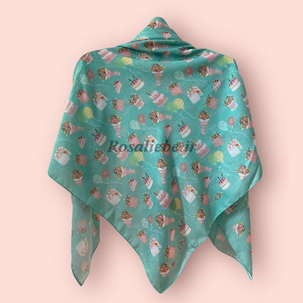 TvlodSbzAbi110-1 روسری نخی قواره متوسط (قواره 110) تولد سبزآبی - Image 1