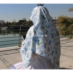 روسری ابریشم پروانه آبی (زمینه استخوانی)